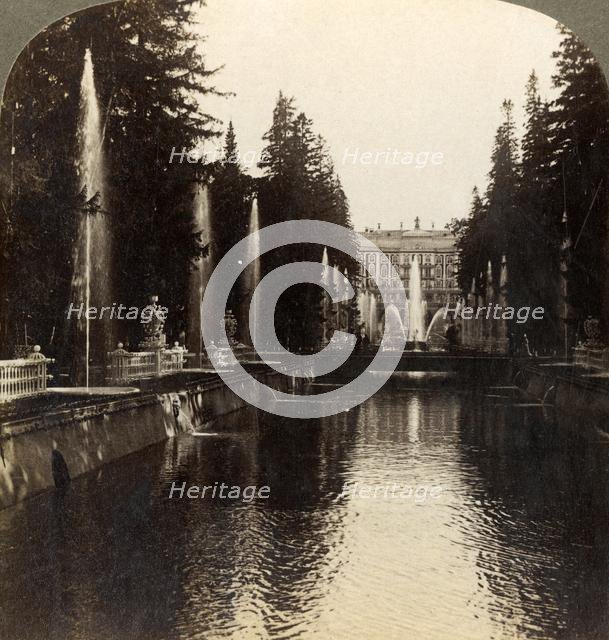 'The Avenue of Fountains, Imperial Palace of Peterhof, Russia', 1897. Creator: Underwood & Underwood.