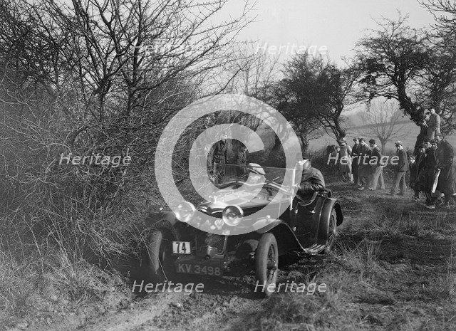Riley of G Clifton at the Sunbac Colmore Trial, near Winchcombe, Gloucestershire, 1934. Artist: Bill Brunell.