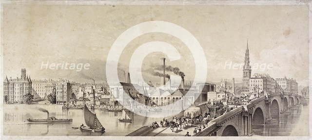 Blackfriars Bridge, London, 1835. Artist: Anon