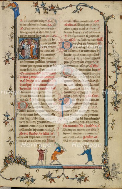 Initial E: Two Prophets; Breviary, about 1320-1325. Creator: Unknown.