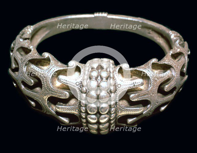 Massive silver Viking bracelet, 10th century. Artist: Unknown