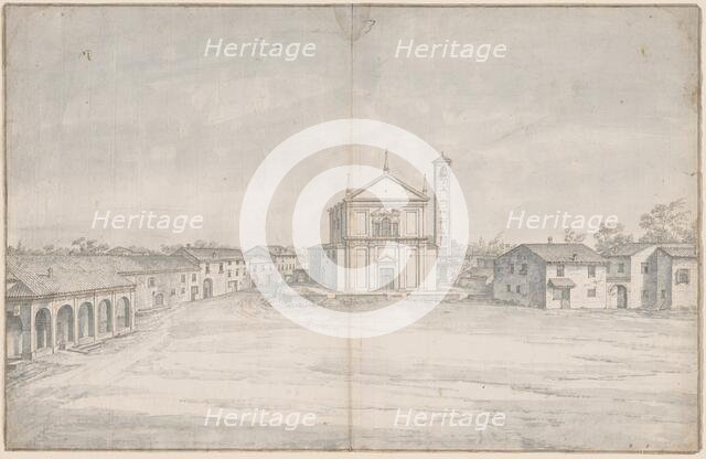 A Town Center with a Church. Creator: Unknown.