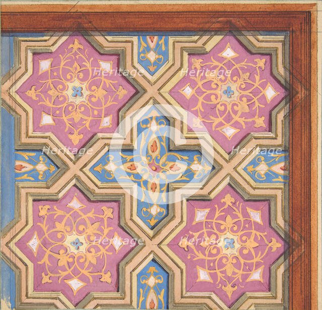 Partial design for the decoration of a ceiling, 1840-97. Creators: Jules-Edmond-Charles Lachaise, Eugène-Pierre Gourdet.