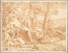 Bacchus and Putti in Shady Grove, 17th Century. Creator: Unknown.