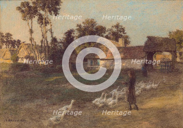 The Return of the Geese, 19th or early 20th century. Creator: Leon-Augustin Lhermitte.