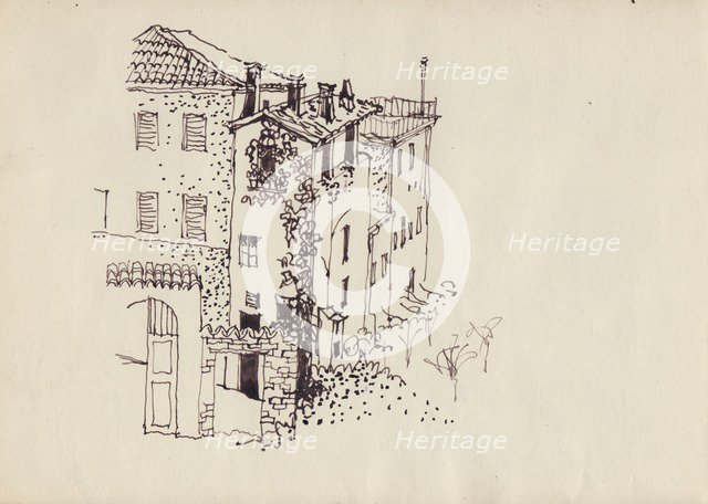 House with mansard roof, Italy, c1950. Creator: Shirley Markham.