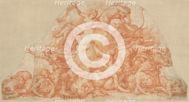 Diana and Apollo Slaughtering the Children of Niobe, c. 1550. Creator: Pirro Ligorio.