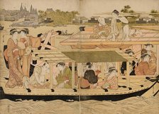 Pleasure Boats on the Sumida River, c. 1792. Creator: Hosoda Eishi.
