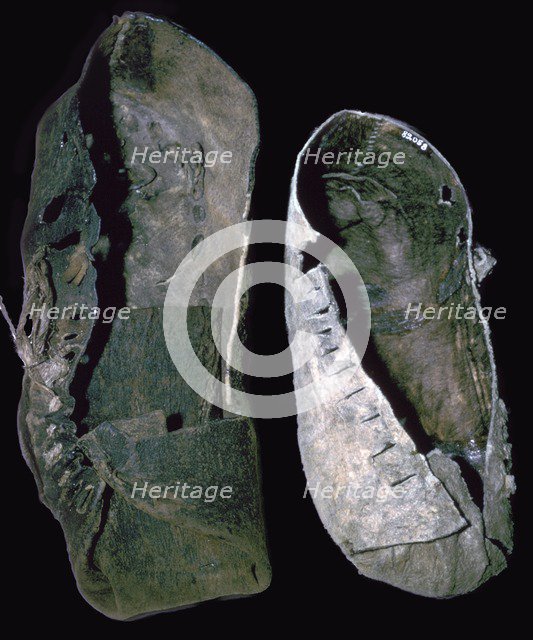 Leather shoes from salt mines, 6th century BC. Artist: Unknown