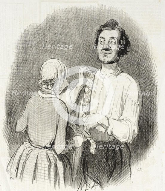 Un jour de fête et de bretelles, 1844. Creator: Honore Daumier.