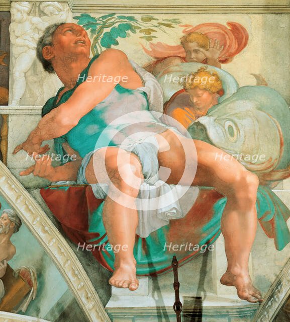 Prophets and Sibyls: Jonah (Sistine Chapel ceiling in the Vatican), 1508-1512. Creator: Buonarroti, Michelangelo (1475-1564).