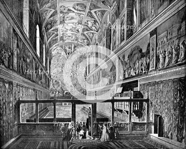Sistine Chapel, Vatican, Rome, 1893.Artist: John L Stoddard