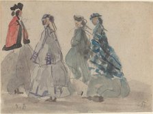 Four Women at Trouville, 1865. Creator: Eugene Louis Boudin.