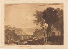 The Bridge and Goats, published 1812. Creator: JMW Turner.
