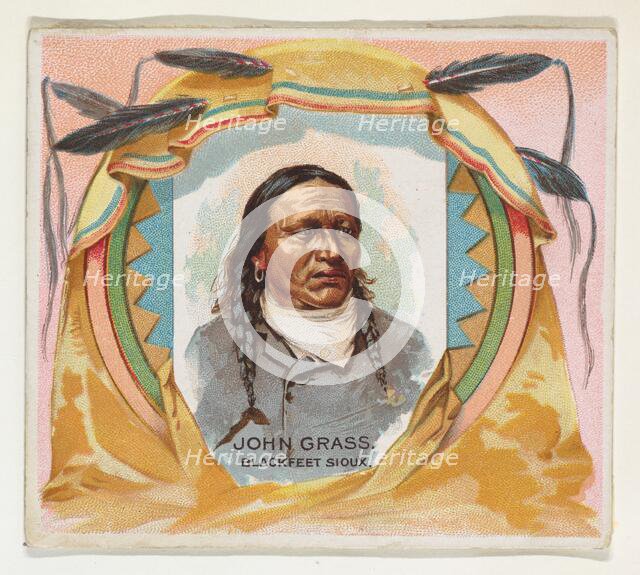 John Grass, Blackfeet Sioux, from the American Indian Chiefs series (N36) for Allen & Gint..., 1888. Creator: Allen & Ginter.