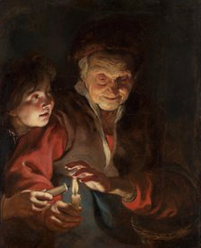 Old woman and boy with candles, c. 1616-1617. Creator: Rubens, Pieter Paul (1577-1640).