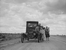 Three related Oklahoma drought refugee families near Lordsburg, New Mexico, 1937. Creator: Dorothea Lange.