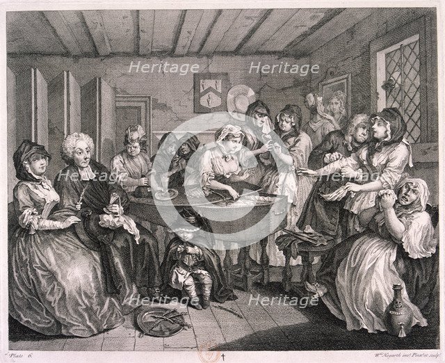 'Her funerall properly attended', plate VI of The Harlot's Progress, 1732. Artist: William Hogarth