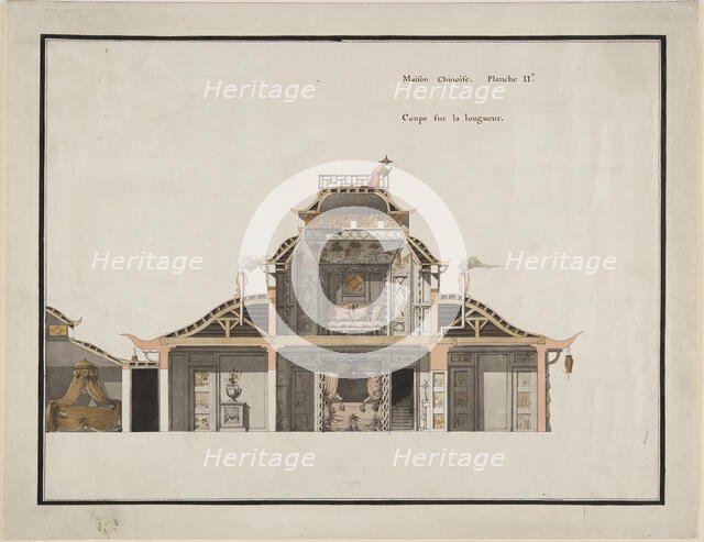 The Chinese pavilion at Le Désert de Retz, cross section. Creator: François Nicolas Henri Racine de Monville.