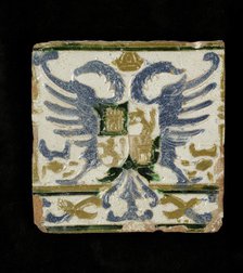 Tile with the arms of Leon and Castile, c1525-1550. Artist: Unknown.