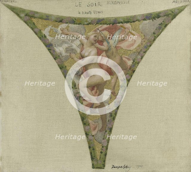 Esquisse pour l'escalier des fêtes de l'Hôtel de Ville : Le Soir, 1901. Creator: Joseph Blanc.