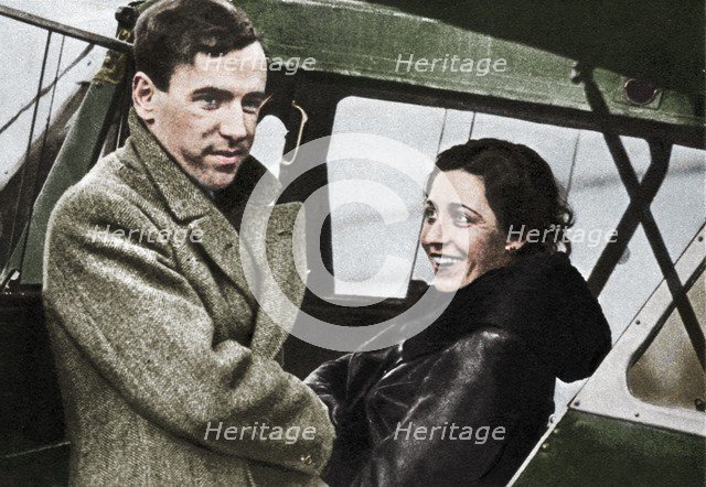 Amy Johnson, British aviator, about to set out for Cape Town, 1932. Creator: Unknown.