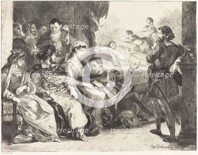 Players Enacting the Poisoning of Hamlet's Father (Act III, Scne II), 1835. Creator: Eugene Delacroix.