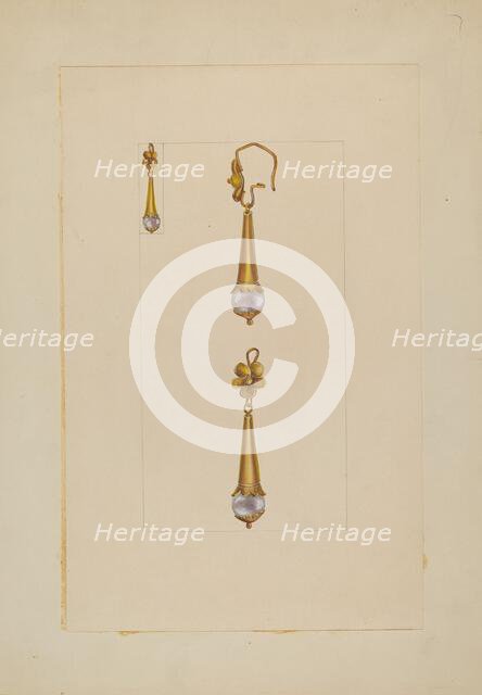 Earrings, 1935/1942. Creator: Unknown.