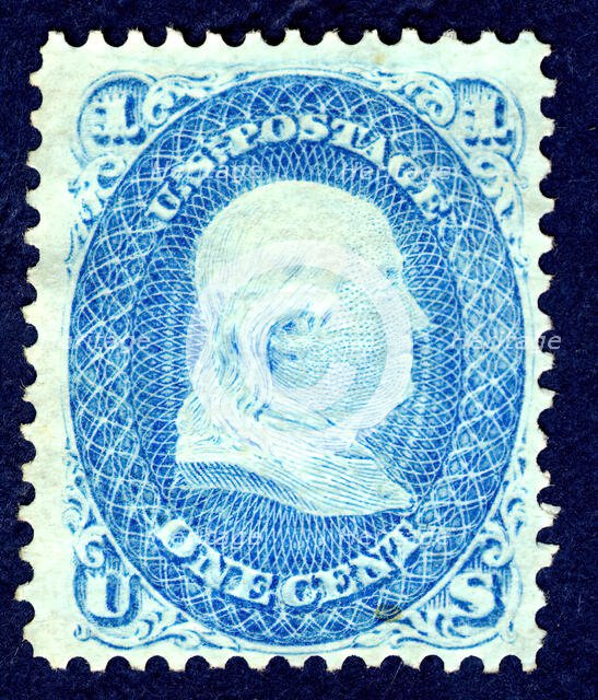 1c Franklin F Grill single, 1867. Creator: National Bank Note Company.