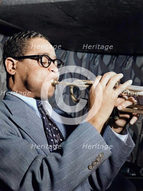 Portrait of Dizzy Gillespie, Famous Door, New York, N.Y., ca. June 1946. Creator: William Paul Gottlieb.