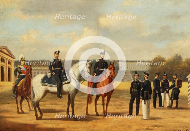 Grenadiers at Tsarskoe Selo. Artist: Matveyev, Nikolai Sergeyevich (1855-1939)