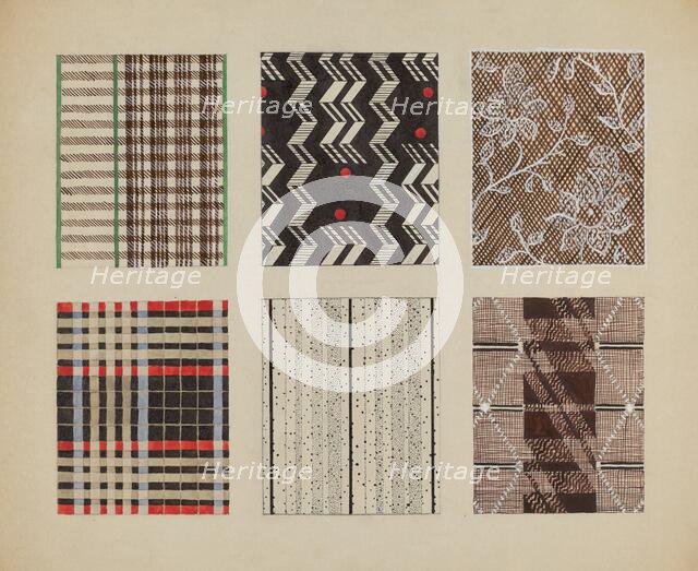 Materials from Quilt, c. 1937. Creator: Dorothy Posten.