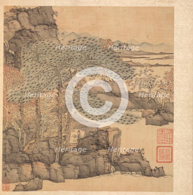 Paintings after Ancient Masters: Scholar Reading in a Thatched Hut by a Waterfall, 1598-1652. Creator: Chen Hongshou (Chinese, 1598/99-1652).