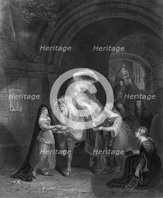 Lady Godiva rides through Coventry, (19th century).Artist: JB Allen