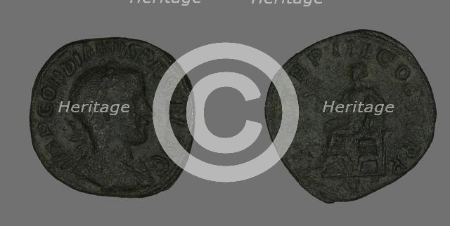 Sestertius (Coin) Portraying Emperor Gordianus, 238-244. Creator: Unknown.