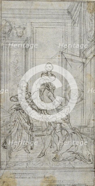 Study for Vignette-Frontispiece in Charles-Simon Favart's "L'Amitié à l'Epreuve", c. 1771. Creator: Hubert Francois Gravelot.