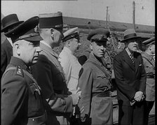 Various European Military Leaders Standing on a Railway Platform, 1939. Creator: British Pathe Ltd.