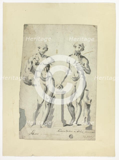 Two Sculptures: Antinous in Vatican Gardens and Nisaus Bacchus in the Farnese Palace, n.d. Creator: Unknown.