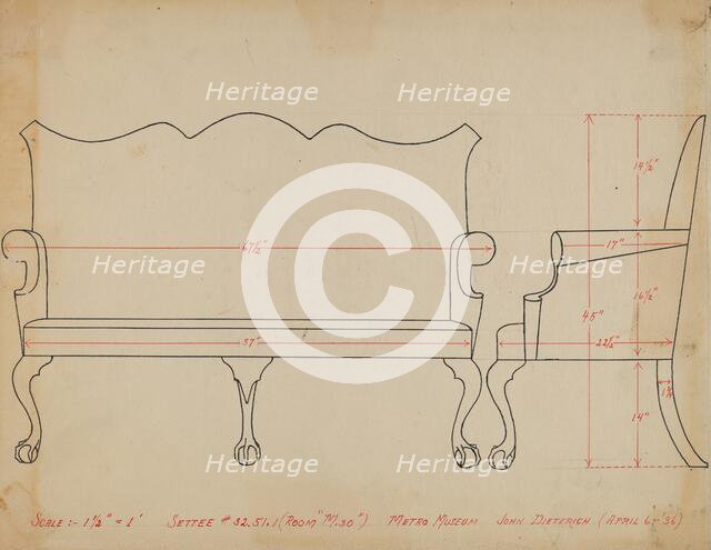 Settee, 1936. Creator: John Dieterich.