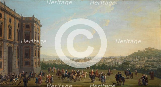 Ferdinand IV on Horseback with the Court at Capodimonte, 1760. Creator: Joli, Antonio (1700-1777).