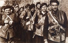 Spanish Civil War, 1936-39. Group of antifascist combatants in the International Brigades during …