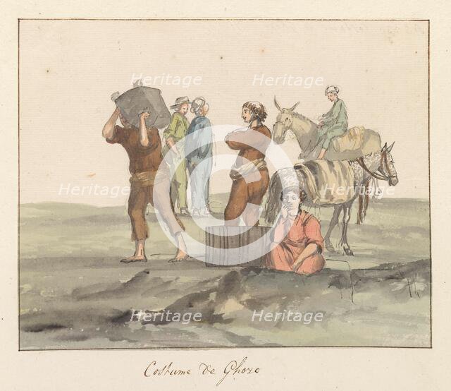 Traditional costumes of the island of Gozo, 1778. Creator: Louis Ducros.