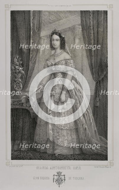 Maria Antonia of the Two Sicilies, (1814-1898), Grand Duchess consort of Tuscany (1833-1859), 1852. Creator: Julio Donón.