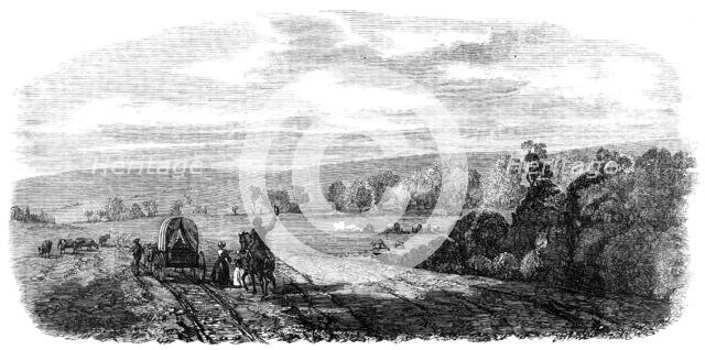 The Nebraska and Kansas Territory: Settlers entering Nebraska, Pappea Creek, 1856.  Creator: Unknown.