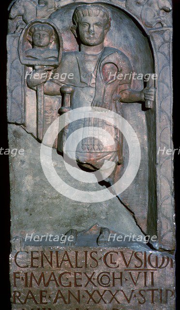 Roman tombstone of a standard bearer. Artist: Unknown