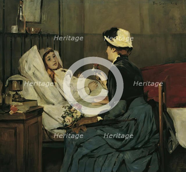 The bedside visit, 1883. Creator: Ferry Beraton.