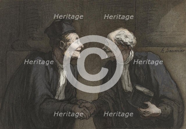 Two lawyers shake hands // Deux avocats: la poignée de main, 1818-1879. Creator: Honore Daumier.
