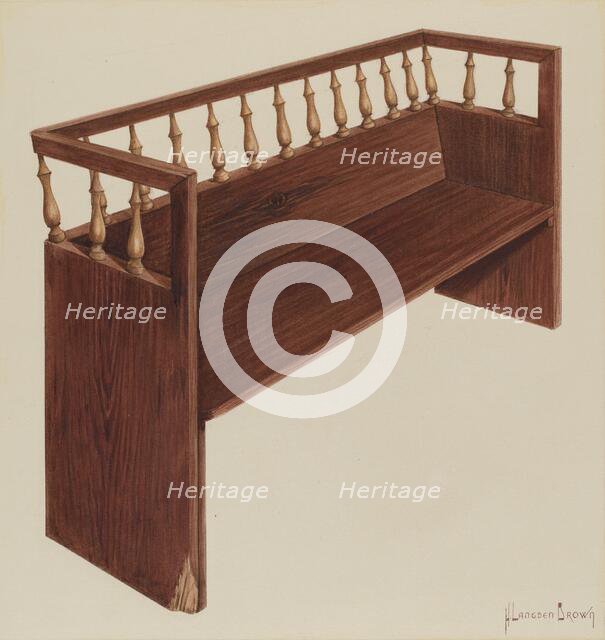 Bishop Hill: Church Pew, 1939. Creator: H. Langden Brown.