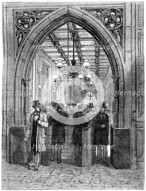 Division barrier and lobby, House of Commons, Westminster, London, 19th century. Artist: Unknown