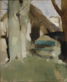 Shadow on the Wall II (Green Bench), 1928. Creator: Helene Schjerfbeck.